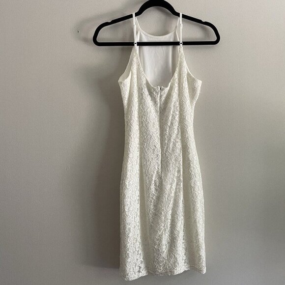 Lulus Women S Ivory Floral Lace Sleeveless High Neck Open Back Mini Dress - Picture 5 of 10
